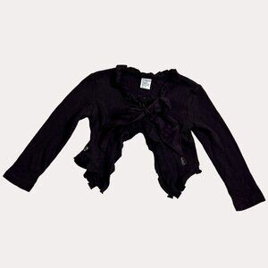 Jottum Ruffle Cardigan Sweater Split Back Brown 98 US 3 NWOT bv